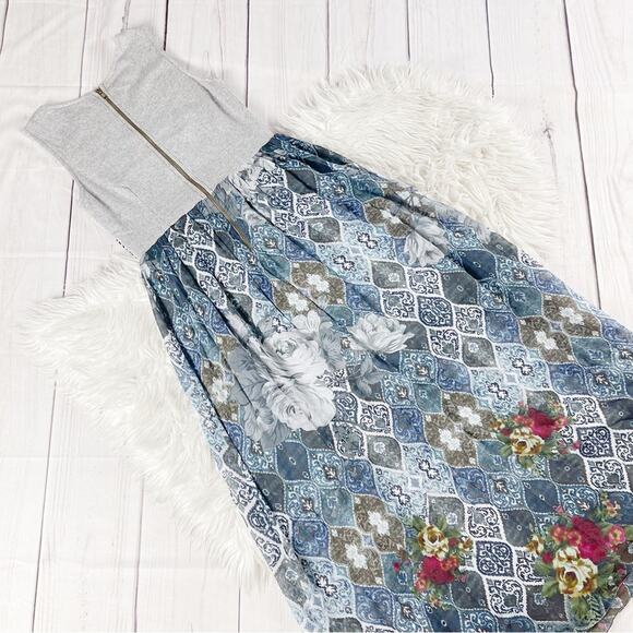 Anthropologie Hement & Nandita Blue Frost Cover Floral Maxi Size Small - Picture 4 of 5